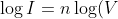 \log I=n\log(V)+\log(a)